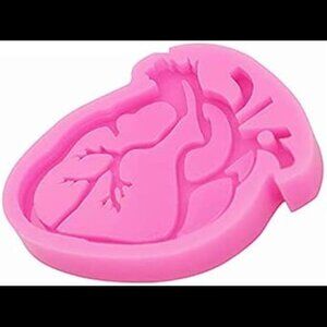 Glossy Shiny Human Heart Shape Keychain Silicone Mold with Hole for DIY Desserts